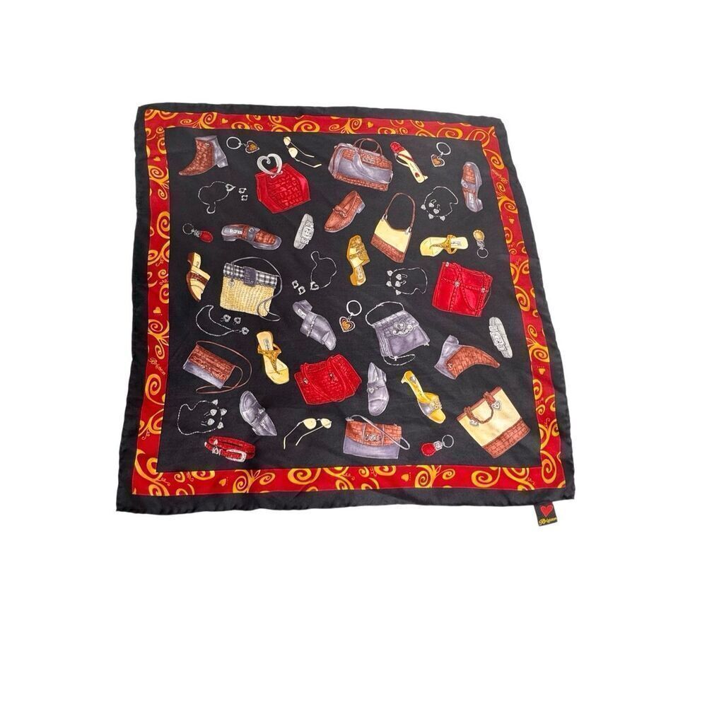 Brighton 100% silk scarf with fashion accessories print size 21” X 21”
